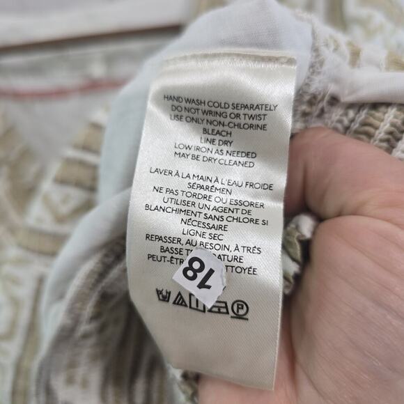 Anthropologie Top Womens Large Beige White Tank Crop Tie V Cream Tan Faux Wrap - Picture 10 of 12